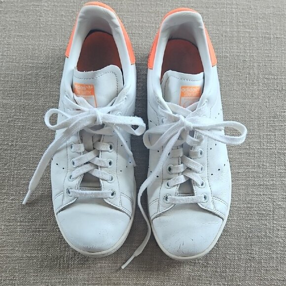 Adidas Stan Smith White and Orange Sneakers Classic Design - Picture 1 of 6